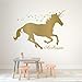 Unicorn Wall Decal | Vinyl Sticker with Stars and Personalized with Custom Name For Girl's Bedroom, Playroom, Baby Nursery | Choose from Gold, Pink, Purple, Red | Small, Large Sizes
