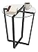 Mango Steam Round Metro Glass End Table/Side Table/for Living Room & Dining Room - Clear Top/Black Base