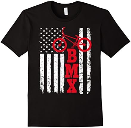 Mens BMX Shirt: USA American Flag Sport Fan Bike Biking T-Shirt Large Black