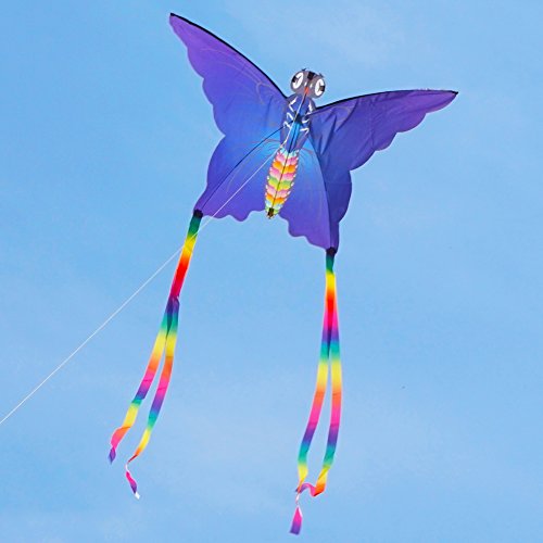 Besra Huge Colorful Butterfly Kite Single Line Easy To Fly Insect Nylon Kite With Handle & Strings for Kids & Adults (Blue)