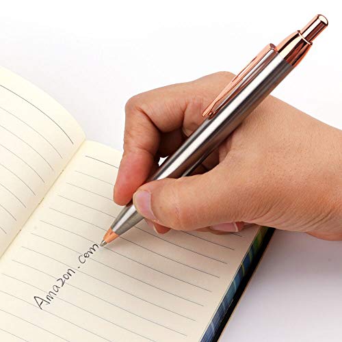 Retractable Ballpoint Pen, Black Ink Medium Point Gift Pens for Men, Women, School, Office, Business - 2 Pack