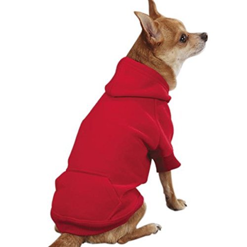 Casual Canine Cotton Basic Dog Hoodie, Medium, 16-Inch, Red