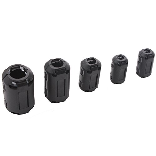 20 Pieces Clip-on Ferrite Ring Cores, RFI EMI Noise Suppressor Cable Clip for 3mm/ 5mm/ 7mm/ 9mm/ 13mm Diameter Led Light Radio Static, Black Noise Filter Clip - Thumbnail 7