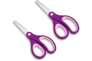 Kalatic Kids Scissors (2 Pack, Rounded-tip, 5.5 Inch) - 5.5’’ Soft Touch Blunt School Student Scissors KT-045-C