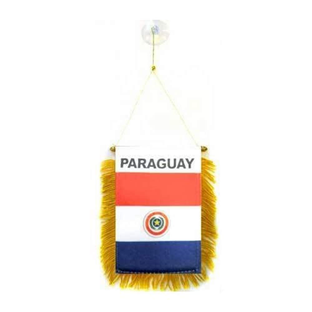 AZ FLAG - Paraguay Mini Banner - 6'' x 4'' - 100% Polyester Paraguayan Small Pennant for Car - Double-sided Flag with Suction Cup Hanger — image 1