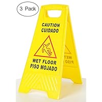 AMENITIES DEPOT (Pack of 3) 2-Sided Fold-out Floor Safety Sign with Caution Wet Floor Warning Sign(SP-17A)