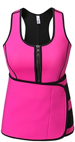 FOSHANOMOA Sauna Suit Tank Top Vest with Adjustable Waist Trimmer Belt (s, rose)