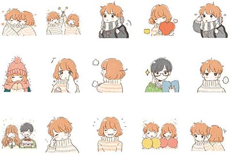 DarweirlueD Cute Figures Illustration Stiker,Waterproof and Fade Resistant,DIY Luggage Handbook Scrapbook Decor,45Pcs Multi-Color