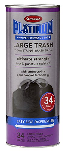 UPC 735692010982, Ultrasac Platinum ULP 03010034-SINGLE Drawstring Trash Bags, 30 gal, Large (Pack of 34)