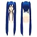 HLZG Wendy Marvell Wig Fairy Tail Cosplay Dark Blue Double Ponytail Hair