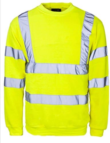 SHOP ONLINEStyle Spot Hi Vis Viz Reflective Tape Stripe Crew Neck Sweatshirt | High Visibility Shirt Safety Band | Outdoor Security Casual Fleece Jumper | Pull Over Security Work Wear Top Big Size