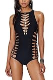Oops Style Ladies Fashion Sexy Hollow Out Mio One Piece Swimsuit Black X-Large