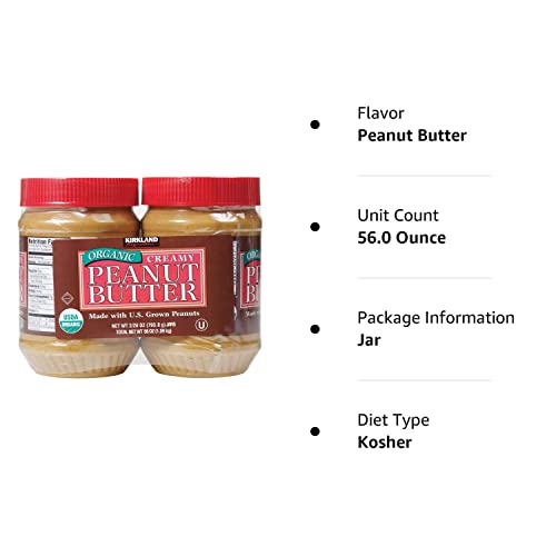 Kirkland Organic Creamy Peanut Butter U.S. Valencia Peanuts 28 Ounce