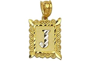 LoveBling 10K Two Tone Medium Block Initial Charm Pendant (A - Z)