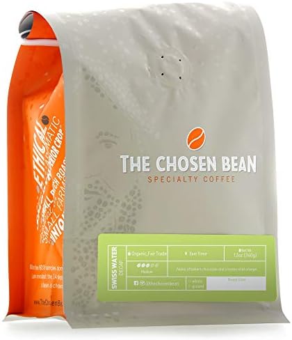 Swiss Water Decaf Coffee Chemical-Free Micro Roasted Medium Roast Gourmet Coffee (Whole Bean, 12 oz)