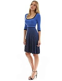 PattyBoutik - Vestido de punto para mujer, cuello cuadrado, manga 3 4