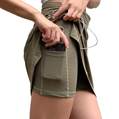 Sport-it Skort, Mid-Length Skirt Shorts with Side and Waistband Pockets, Tummy Control (Large, Khaki) - Thumbnail 2