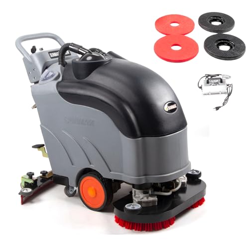 SUNMAX RT50DW Floor Scrubber Machine, 26-Inch Dual Brushes, Self-Propelled Commercial Floor Cleaner with Brushes and Pads