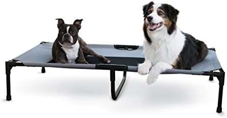 K&H Pet Products Original Pet Cot Elevated Pet Bed Retail Box Gray/Black Mesh X-Large 32 X 50 X 9 Inches