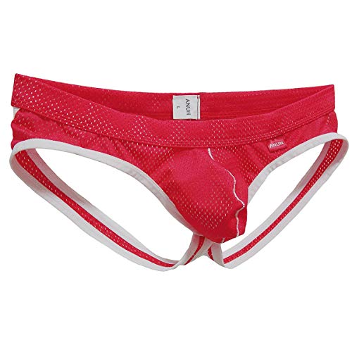 Men's Mesh Low-Rise Jock Strap (Small, Red)