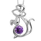 100% Genuine Amethyst 925 Sterling Silver White Gold Plating Chinese Monkey Year Necklace