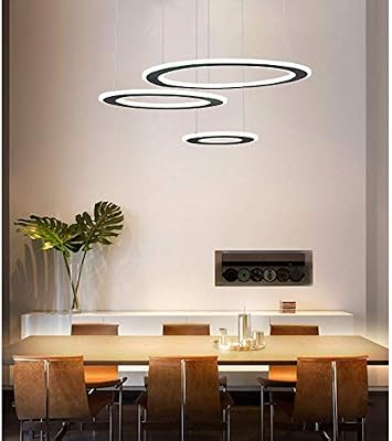 Ganeed Modern Chandeliers 3 Rings Led Pendant Chandelier Contemporary Led Ceiling Light Dining Room Pendant Lights Adjustable Height Hanging Light Fixture For Living Room Bedroom 6500k Buy Online At Best Price In Uae