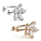 JOVIVI® 2pc CZ Crystal U-shaped Flower Horseshoe Bar Clip On Ear Stud Cuff Earrings Cartilage Gift
