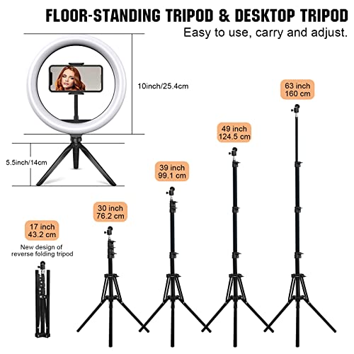 10\'\' RGB Selfie Ring Light with Stand & Phone Holder, HLTJAN Circle Light with 18 Light Modes & 12 Brightness Level & Wireless Remote Shutter for Live Stream/Instagram/YouTube Video/TikTok/Makeup