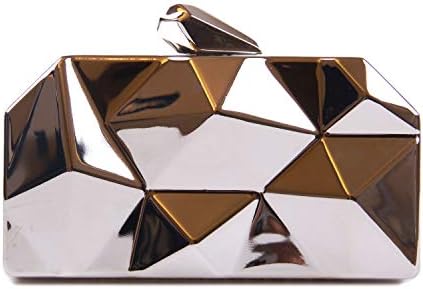 SUKUTU Women's Alloy Metal Clutches Purse, Abstract Stone Cut Cocktail Wedding Party Evening Handbag for Girls