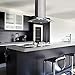 AKDY Stainless Steel Island Mount Kitchen Cooking Range Hood with Tempered Glass, LED Lights and Touch Control Panel (36 in.)