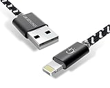 Go Beyond 10 Feet 8 Pin Data Sync and Charging Cable for iPhone 6/6 Plus, iPhone 5/5S/5C , iPad Mini, iPod Touch 5th Generation - Black Nylon