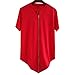 ONTTNO Mens Short Sleeve Hipster Hip Hop Basic Curved Hem Red Zipper T Shirt