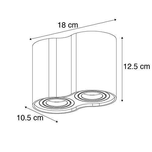 QAZQA - Design Moderne spot wit kantelbaar - Rondoo Duo | Woonkamer | Slaapkamer | Keuken - Staal Cilinder |Ovaal - GU10… - Afbeelding 4