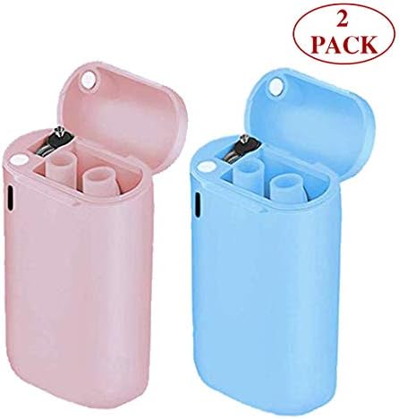 2 Pieces Collapsible Straws Folding Stainless Steel Drinking Straw Eco-Friendly Reusable Portable with Cleaning Brush(Blue and Pink)