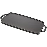 Double Burner Reversible Grill/Griddle : Emeril Lagasse 62985 Pre-Seasoned Cast Iron Double Burner Reversible Grill/Griddle, 17' x 10.5', Black