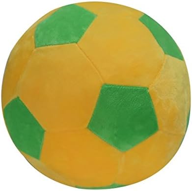 Cltoyvers 12" Cute Soccer Ball Plush Soft Stuffed Football Sports Toy - Yellow and Green
