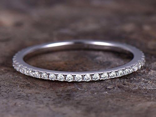 Thin FULL eternity ring,925 sterling silver wedding band,anniversary ring,1.2mm band width.stacking matching band,white gold plated,pave set,Man Made diamond CZ ring,any size