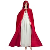 Acediscoball Women's Velvet Cape with Hood Halloween Witch Costume Cloak