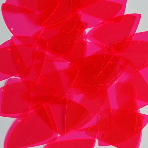 Sequin Fishscale Fin 1.5 inch Pink Fluorescent Transparent See Thru Couture Loose Paillettes. Made in USA.