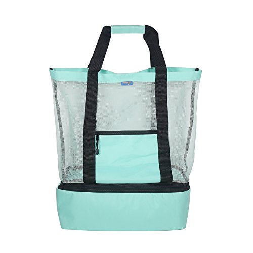 Moyo mesh beach tote bag with insulated picnic cooler -…
