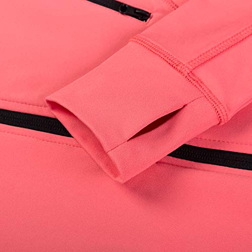 Dolcevida Women's Slim Fit Workout Track Jackets Full Zip Stretchy Warm up Active Running Jacket with Thumb Holes (Desert Rose, L)