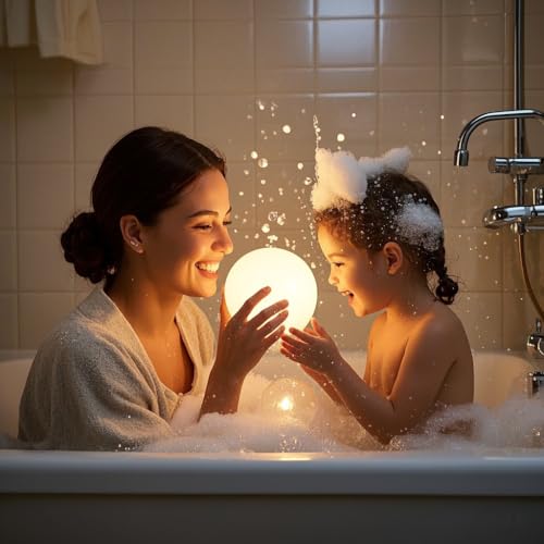 LED Ball Light, 6-inch Glowing Orb Light, Rechargeable Globe Lamp, Dimmable Mood Lights W/Remote, Waterproof Ambient Lighting Lamp for Desk Bedroom Bathroom Patio