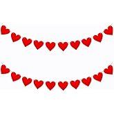 FAZHBARY 2 Pack Red Felt Heart Garland Heart Banner for Wedding Heart Party Decorations