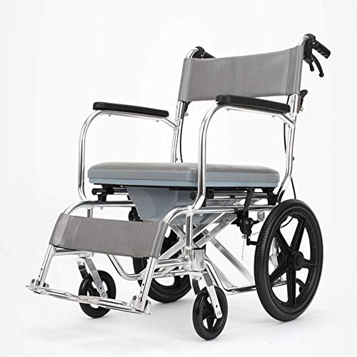 STOUBYT FURNITURE CASA Lightweight Folding Adjustable Wheel Chair Driving Medical, Manual Wheel Chair with Toilet Aluminum Alloy Elderly Portable Disabled Potty Trolley