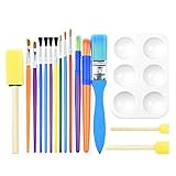 BTNOW 15 Pieces Art Paint Brushes Set Kid Starter Kit with One Color Palette for Acrylic, Oil, Watercolors