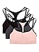 Fruit of the Loom womens Cotton Pullover Sport Bra, blushing rose with black/charcoal/black 38thumb 4