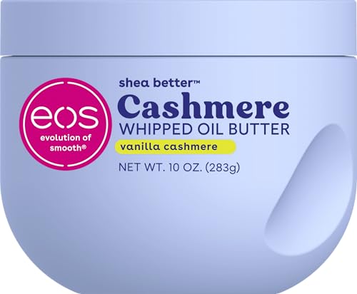 eos Cashmere Whipped Oil Body Butter – Vanilla Cashmere 72-Stunden-Feuchtigkeit · Reichhaltige Körperbutter · Für trockene Haut · 283 g (10 oz)