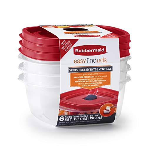 Rubbermaid Easy Find Vented Lids Food Storage Containers, Set of 30 (60 Pieces Total), Racer Red