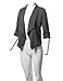Solid Stretch 3/4 Gathered Sleeve Open Blazer Jacket Charcoal Size 2XL
