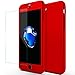 sxxissky iPhone 6 Plus Case, Ultra-Thin Full Body Coverage Hard Hybrid Plastic with [Tempered Glass Screen Protector] Protective Case Cover & Skin for Apple iPhone 6 Plus/iPhone 6S Plus 5.5'' (Red)